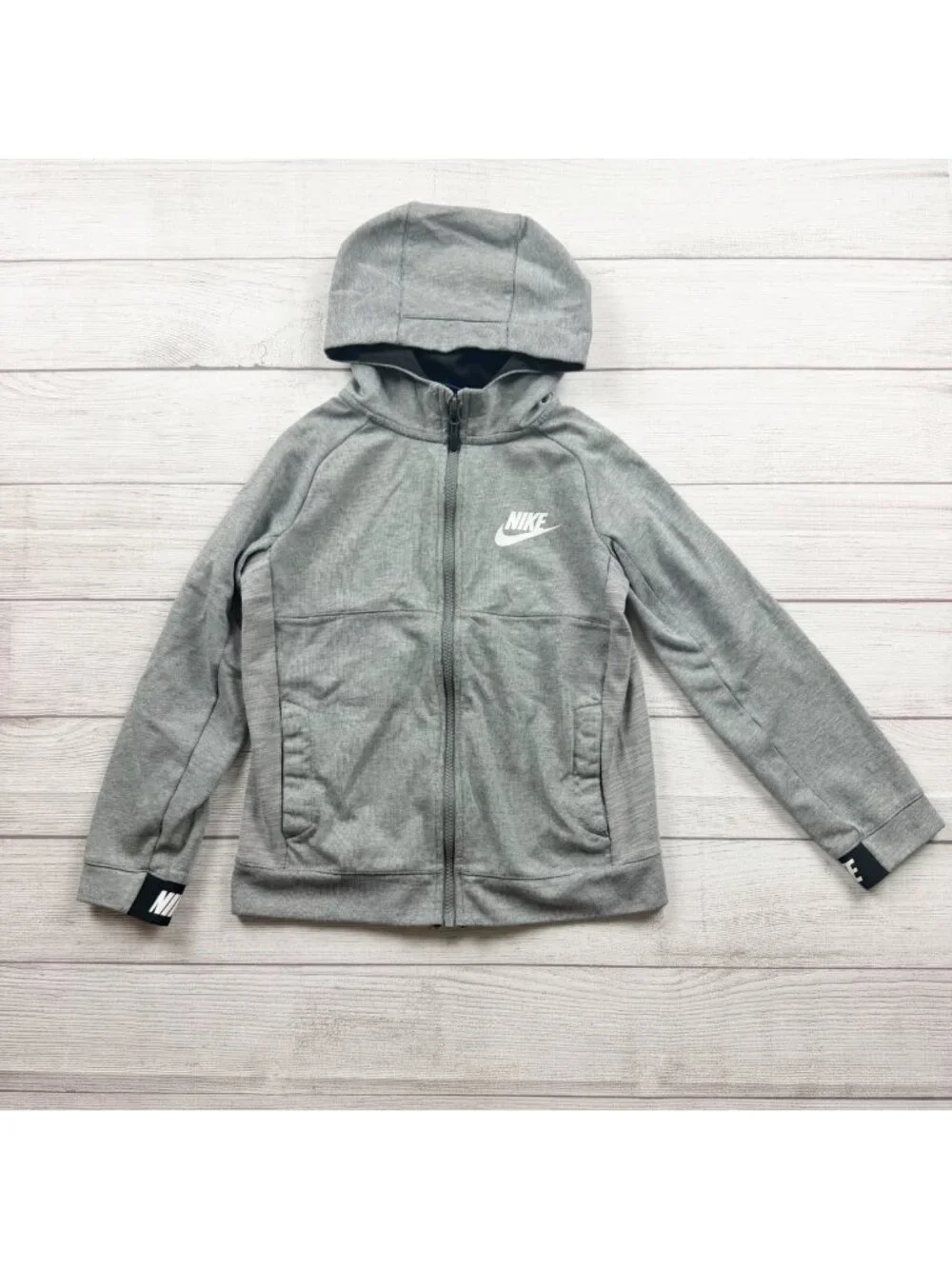 Nike Kids Gray Full Zip Hoodie Sweatshirt Pockets M 10-12
